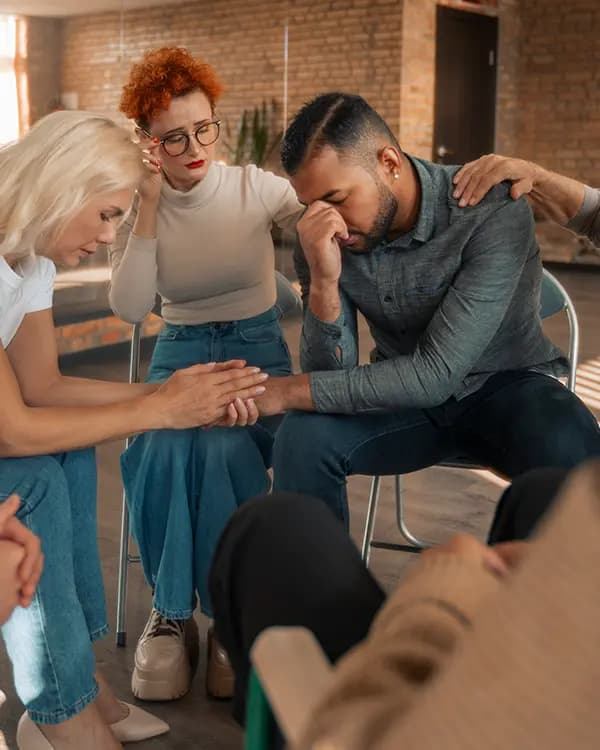 Group therapy circle in session