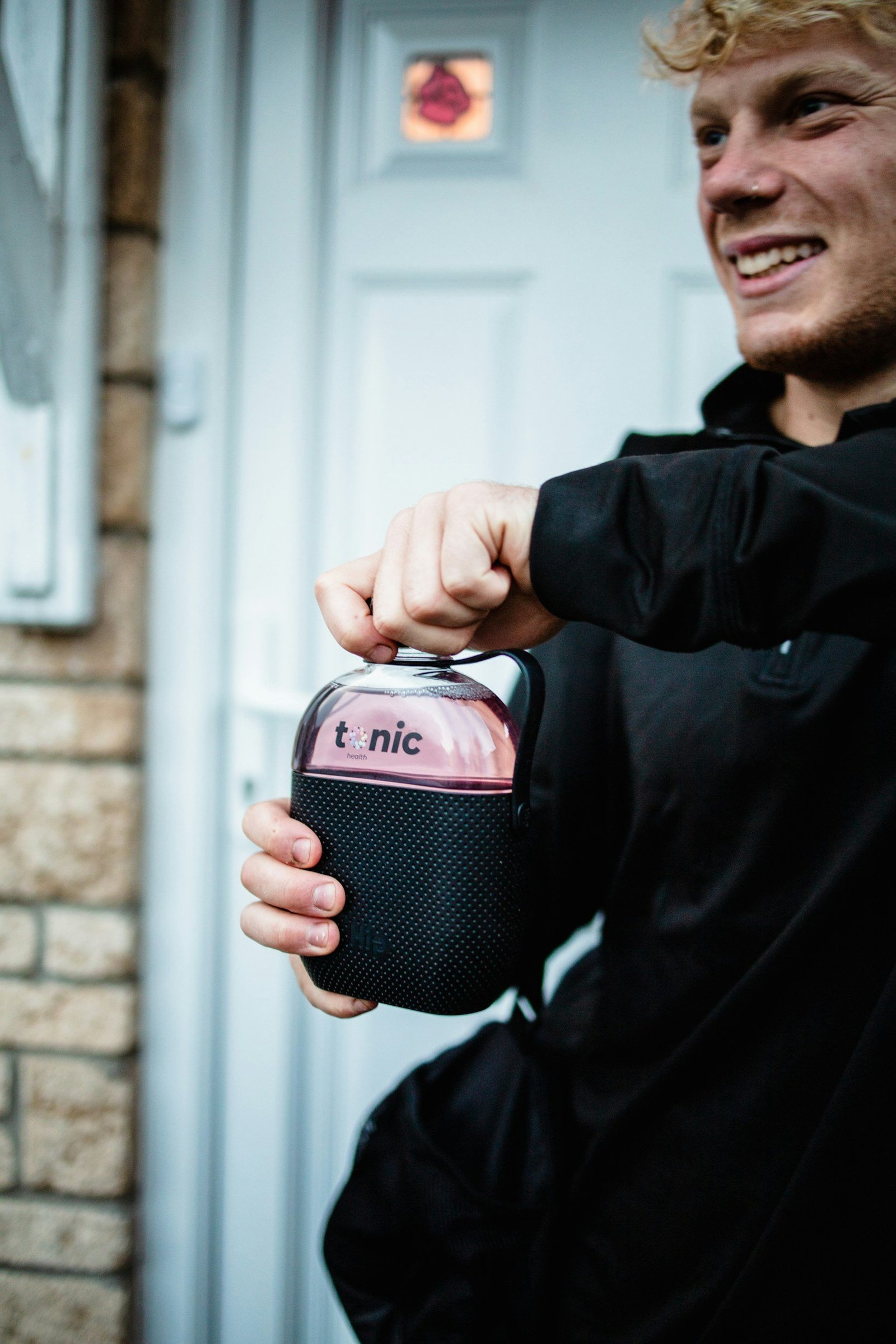 man with a water canteen